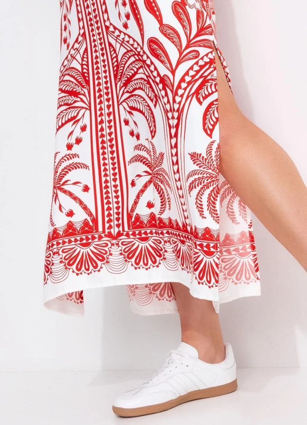 Farm - Vestido Midi Coqueiro de Flor Vermelho 9