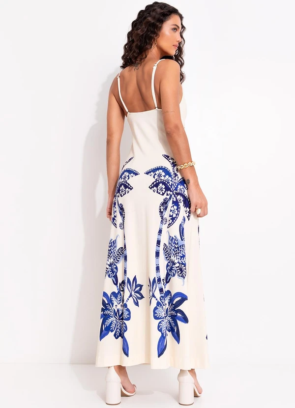 Farm - Vestido Midi Coqueiro Tropical Bege 2