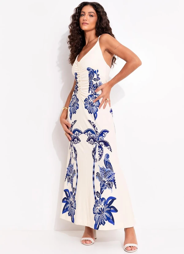 Farm - Vestido Midi Coqueiro Tropical Bege 4