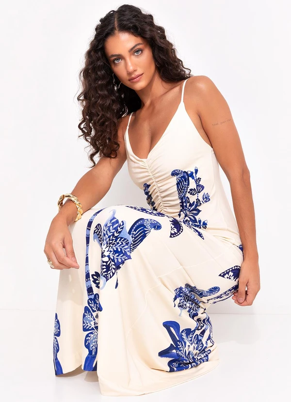 Farm - Vestido Midi Coqueiro Tropical Bege 6
