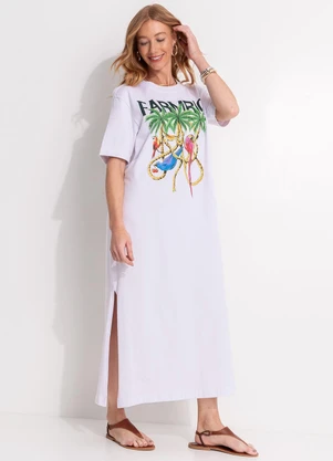 Vestido Midi Cordas e Aves Farm Rio (Branco) - FARM