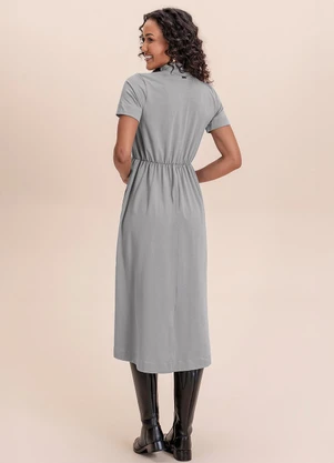 Angel - Vestido Midi Cotton Cinza - ANGEL