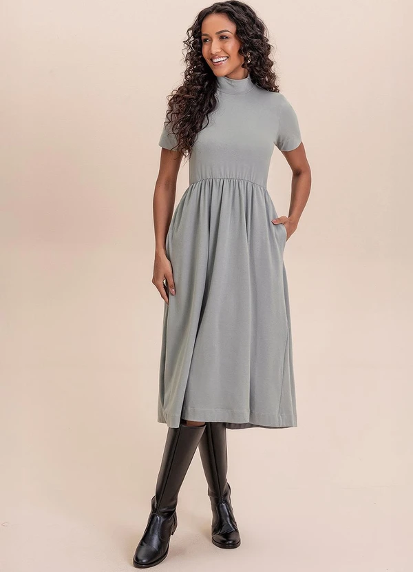 Angel - Vestido Midi Cotton Cinza