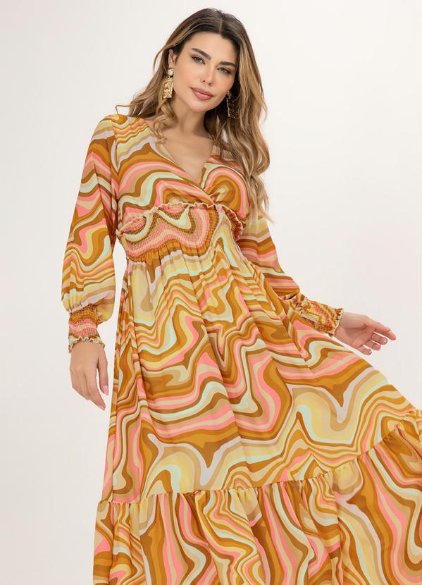 Angel - Vestido Midi Crepe Estampado