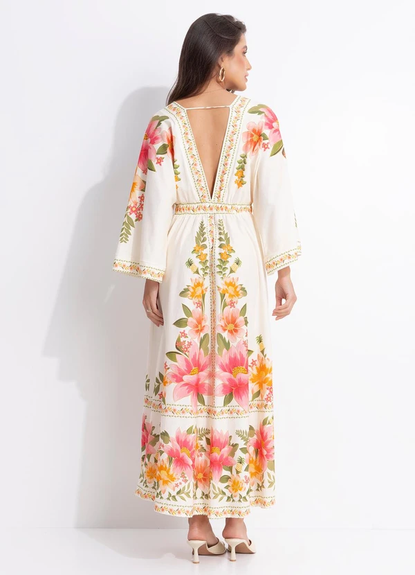 Farm - Vestido Midi Cropped Carolina Bege 2