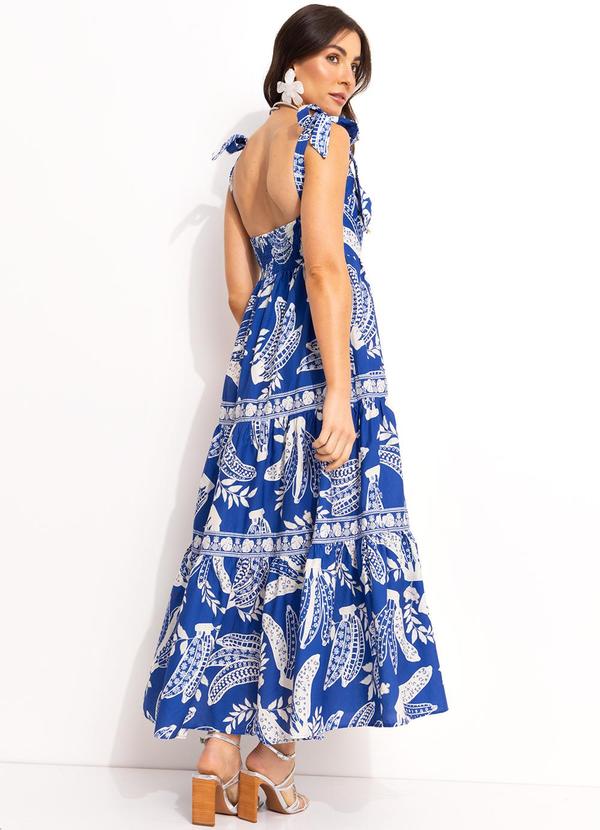 Farm - Vestido Midi Cropped de Renda Azul 2