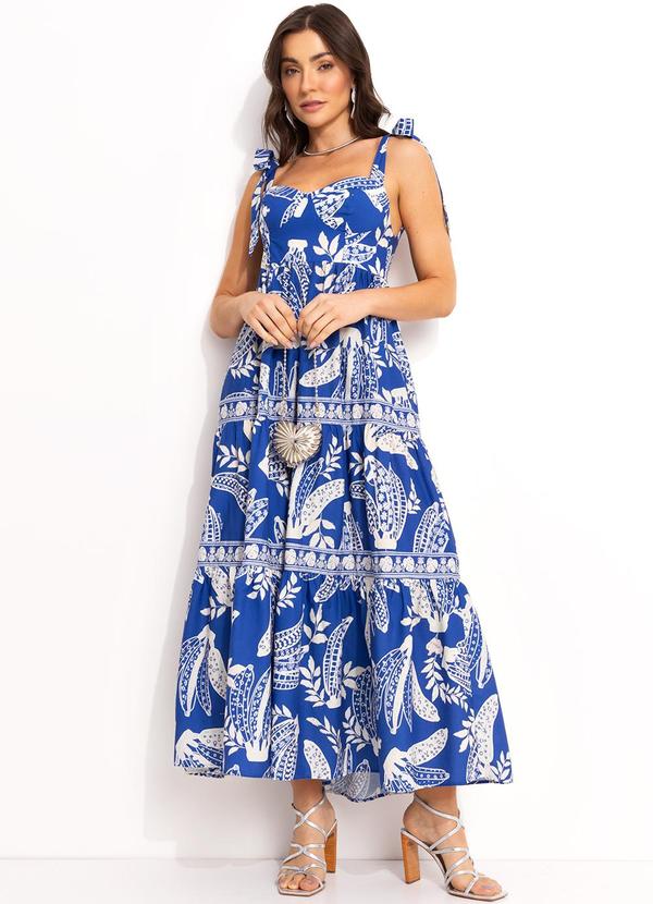 Farm - Vestido Midi Cropped de Renda Azul 3