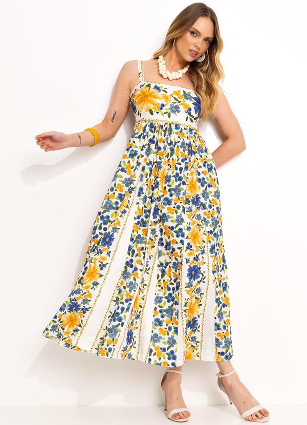 Farm - Vestido Midi Cropped Off White