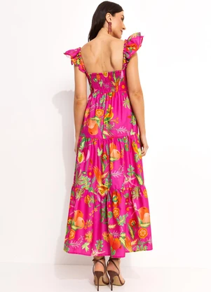 Farm - Vestido Midi Cropped Rosa - FARM