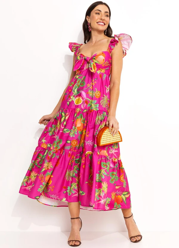 Farm - Vestido Midi Cropped Rosa 5