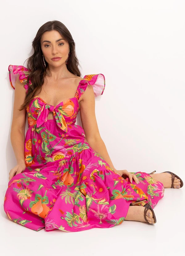 Farm - Vestido Midi Cropped Rosa 7