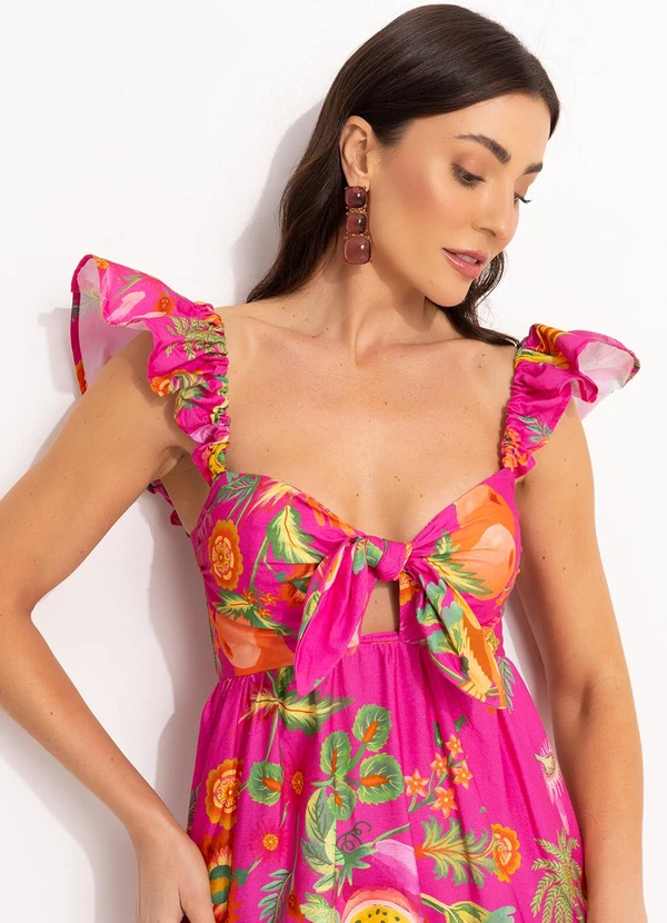 Farm - Vestido Midi Cropped Rosa 8