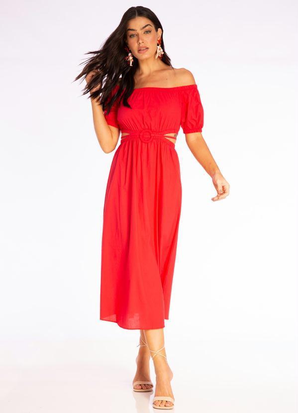 Doce Trama - Vestido Midi Cut Out Vermelho