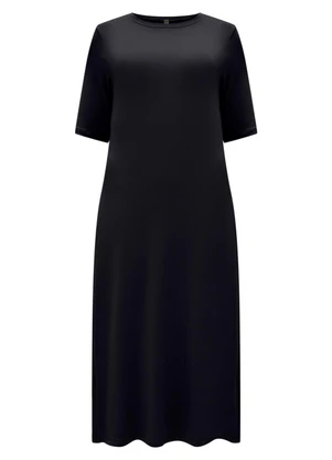 Lunender - Vestido Midi D com Bolsos Laterais Preto - LUNENDER