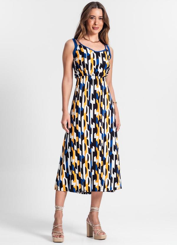 Rovitex - Vestido Midi de Alça Amarelo