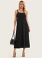 Endless - Vestido Midi de Alça em Visco Maquinetada Preto - variação: Preto