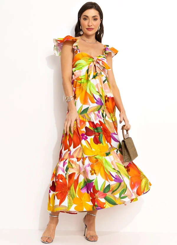 Farm - Vestido Midi de Alça Off White