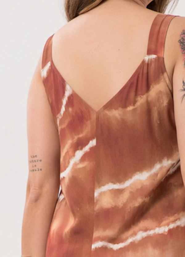 Lunender Mais Mulher - Vestido Midi de Alças com Decote em V Bege 5