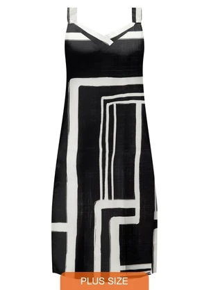 Lunender Mais Mulher - Vestido Midi de Alças com Decote em V Preto - LUNENDER MAIS MULHER