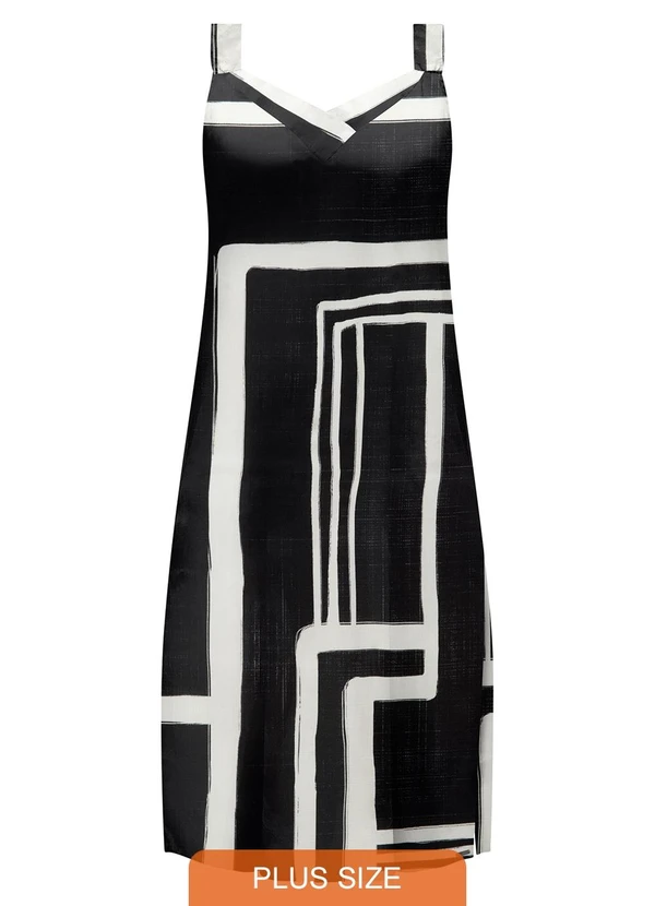 Lunender Mais Mulher - Vestido Midi de Alças com Decote em V Preto