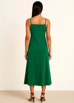 Outlet - Vestido Midi de Alças Verde Bandeira - OUTLET