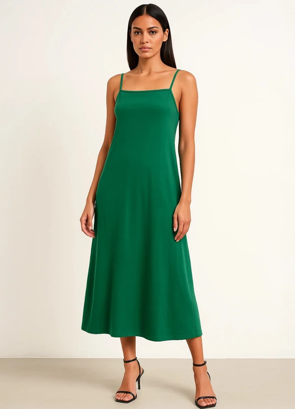 Queima Estoque - Vestido Midi de Alças Verde Bandeira