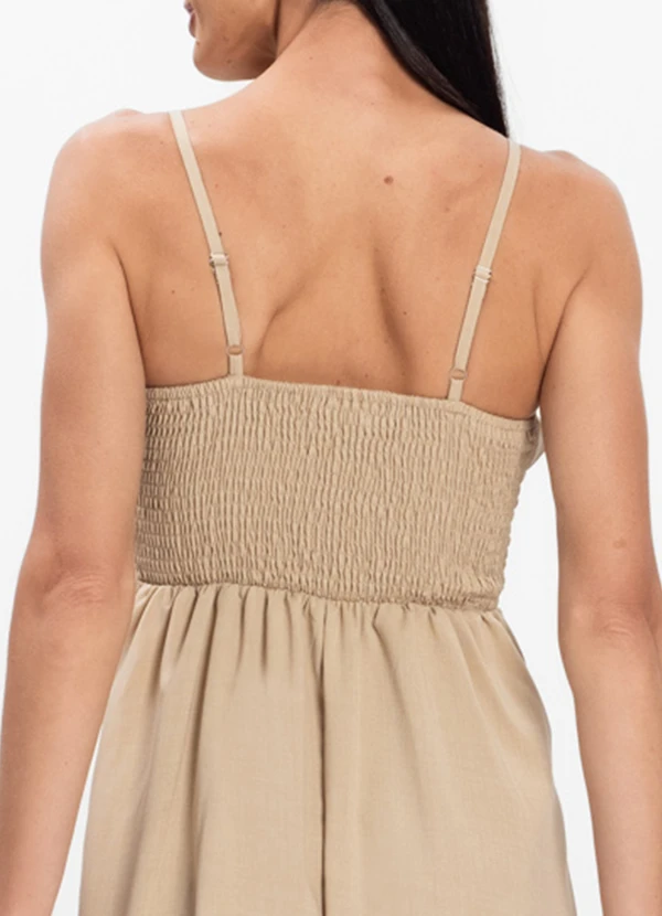 Rovitex - Vestido Midi de Alcinha Atrativa Modas Bege 4