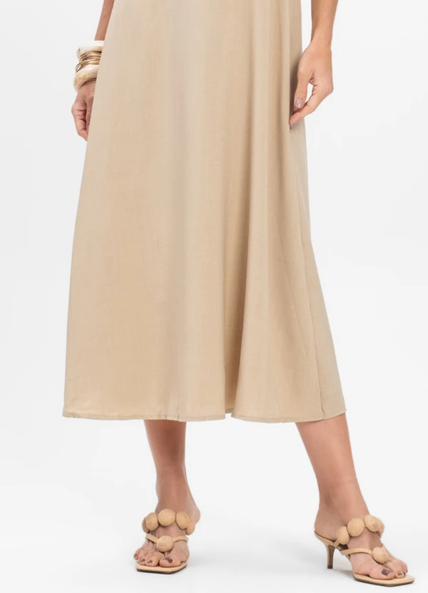 Rovitex - Vestido Midi de Alcinha Atrativa Modas Bege 5