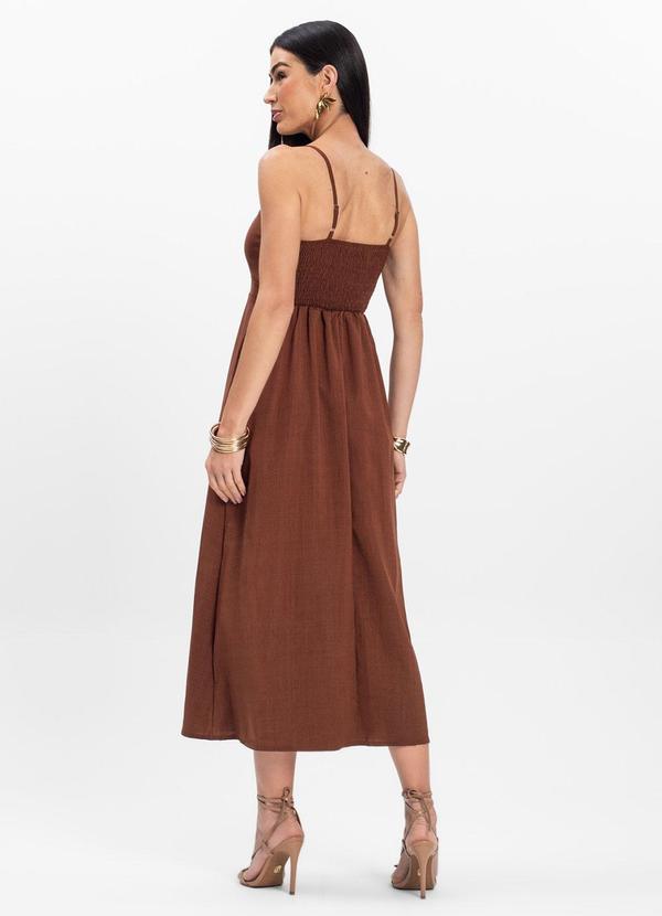 Rovitex - Vestido Midi de Alcinha Atrativa Modas Marrom 2
