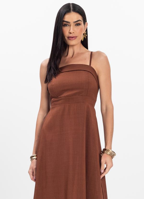 Rovitex - Vestido Midi de Alcinha Atrativa Modas Marrom 3