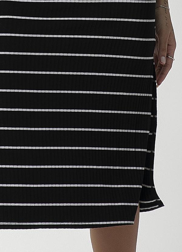 Habana - Vestido Midi de Canelado Listrado Preto 3