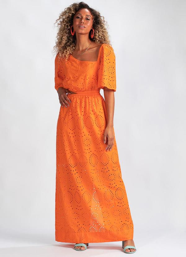Animale Jeans - Vestido Midi de Laise Laranja