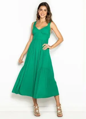 Forum - Vestido Midi de Linho Verde - FORUM