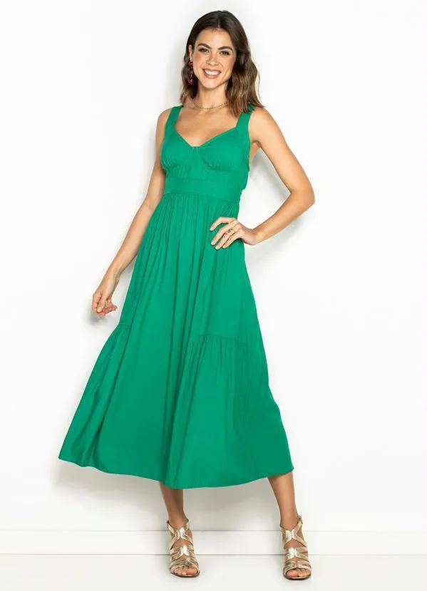 Forum - Vestido Midi de Linho Verde