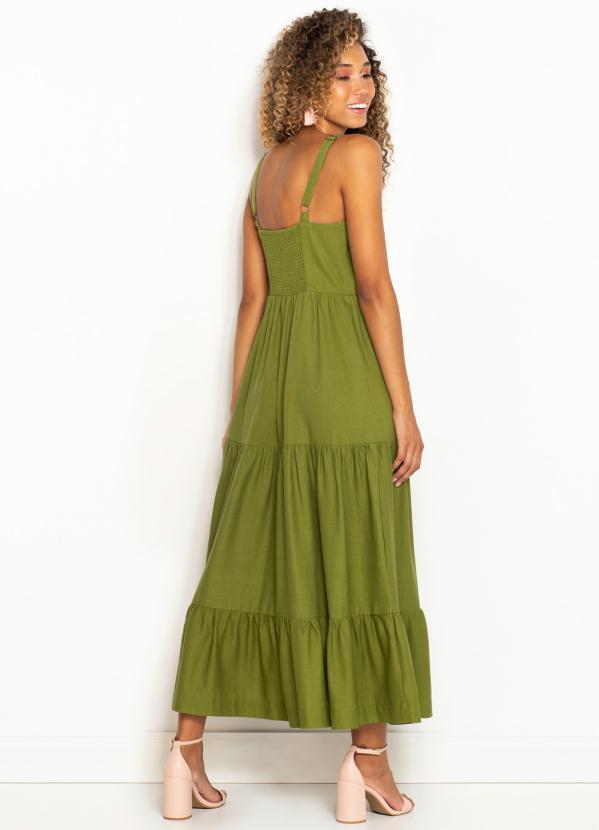 Farm - Vestido Midi de Linho Verde 2
