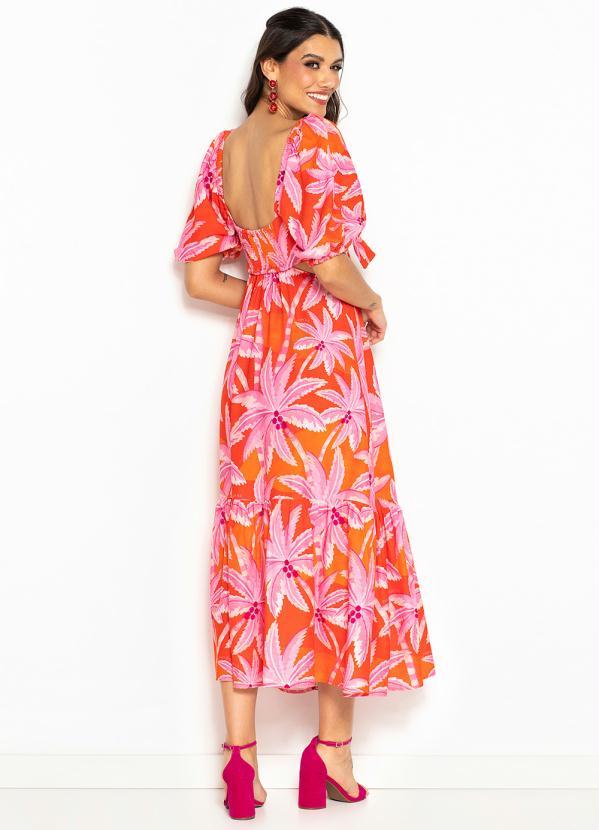 Farm - Vestido Midi de Linho Vermelho 2