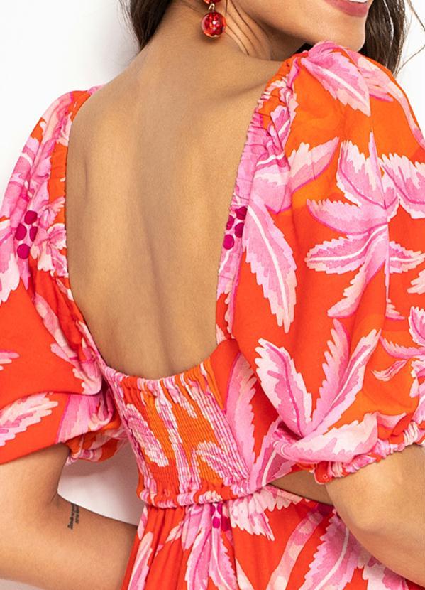 Farm - Vestido Midi de Linho Vermelho 4