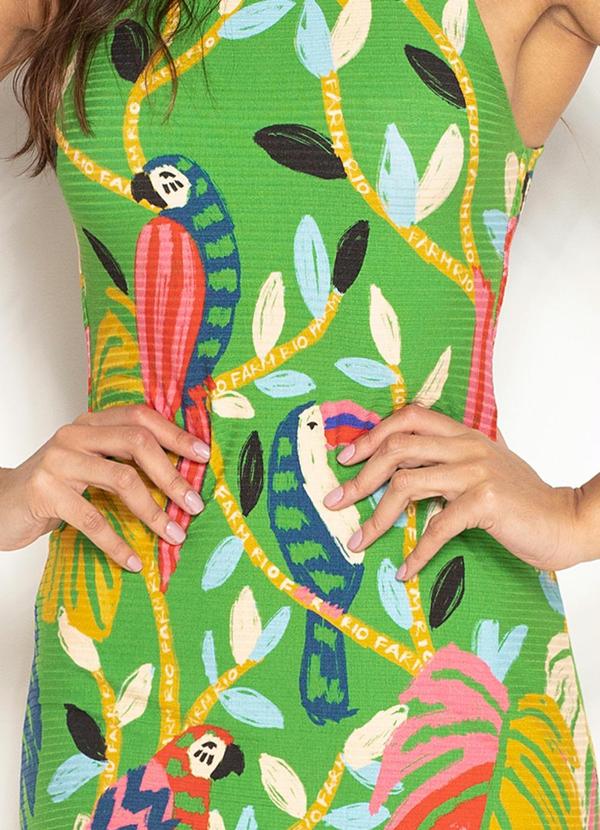 Farm - Vestido Midi de Malha Canelada Bosque dos Pássaros Verde 4