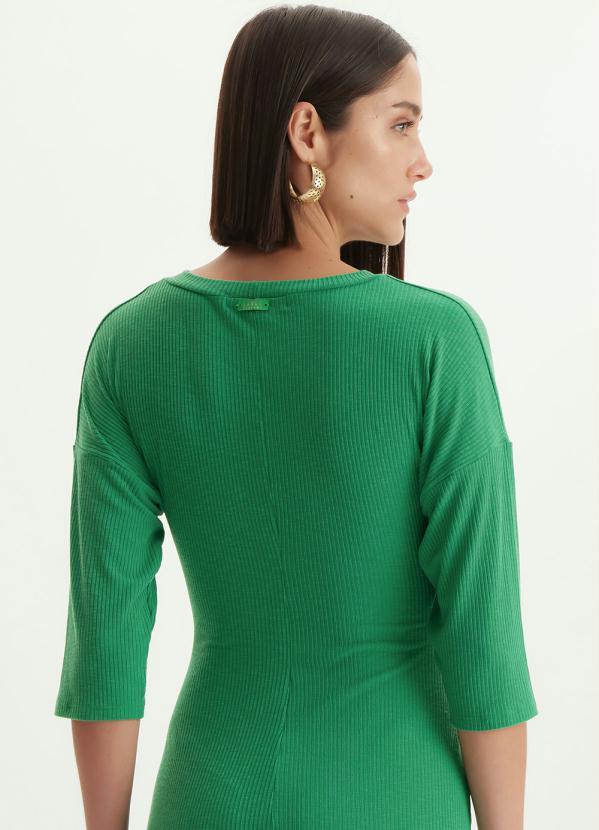 Lança Perfume - Vestido Midi de Malha com Torção Frontal Verde 2