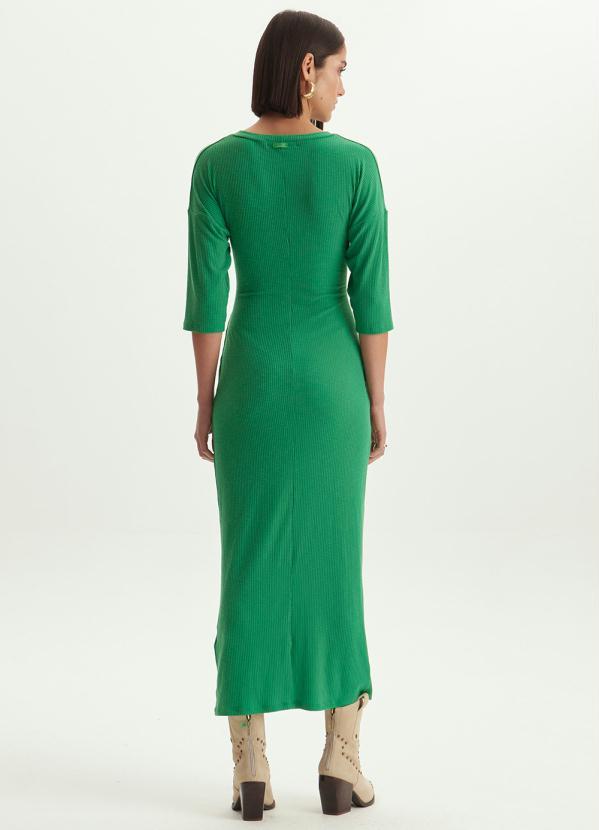 Lança Perfume - Vestido Midi de Malha com Torção Frontal Verde 4
