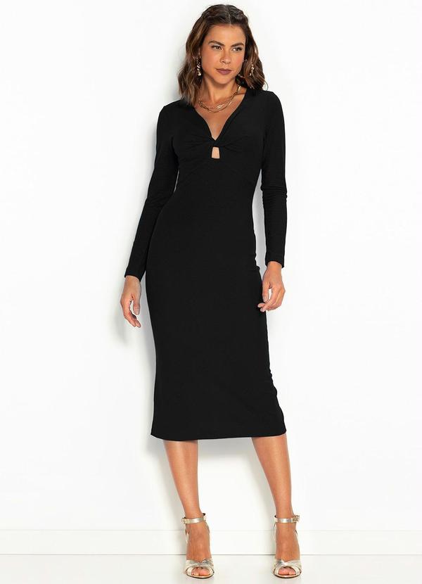 Colcci - Vestido Midi de Malha Tubinho Preto