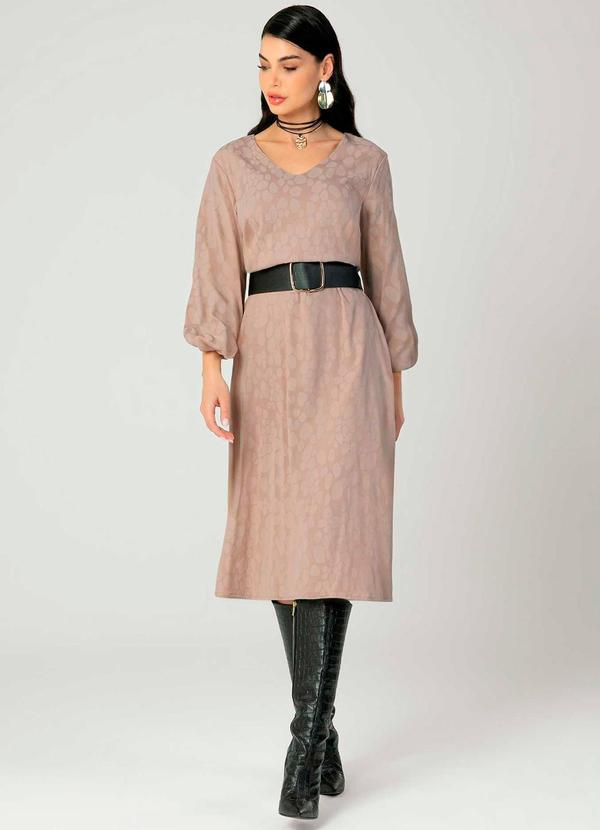 Gris - Vestido Midi de Manga Longa Feminino Marrom 2