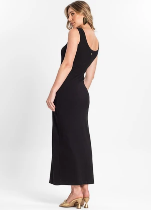 Endless - Vestido Midi de Ribana Feminino Preto - ENDLESS