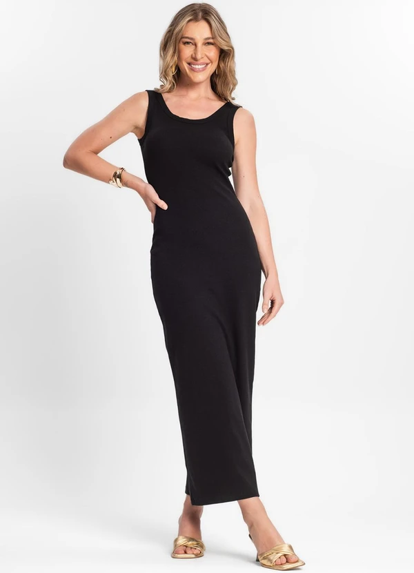 Endless - Vestido Midi de Ribana Feminino Preto 3