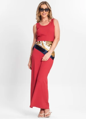 Endless - Vestido Midi de Ribana Feminino Vermelho - ENDLESS