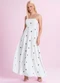 Angel - Vestido Midi de Tricoline Bordada Rosa - variação: Branco
