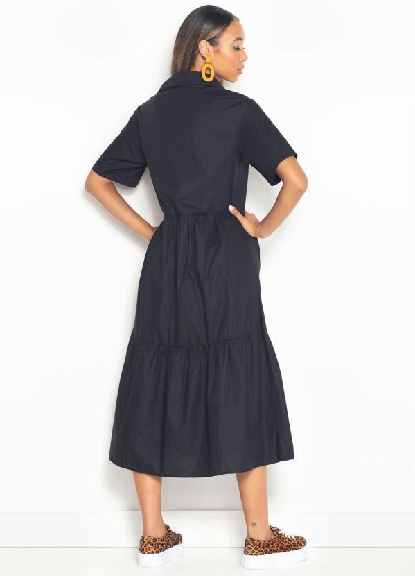 Hering - Vestido Midi de Tricoline Preto 2