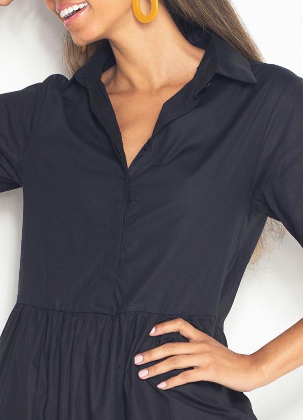 Hering - Vestido Midi de Tricoline Preto 3