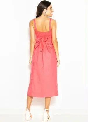 Hering - Vestido Midi de Tricoline Rosa - HERING