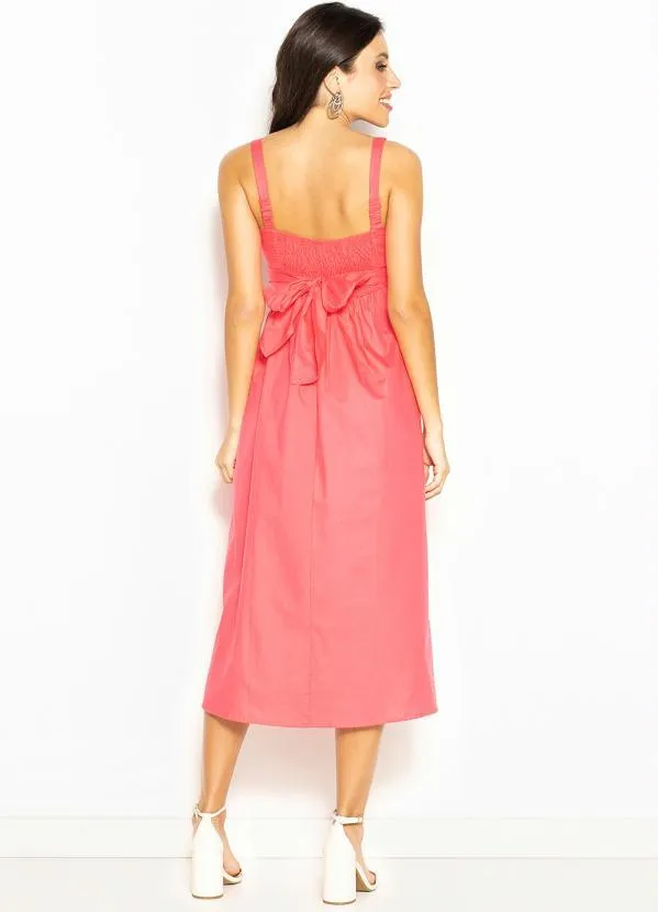 Hering - Vestido Midi de Tricoline Rosa 2